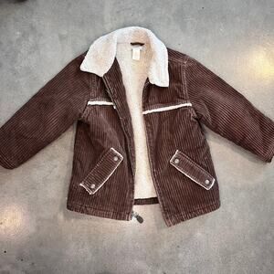 Janie and Jack Brown corduroy sherpa jacket toddler boys 4T outerwear western